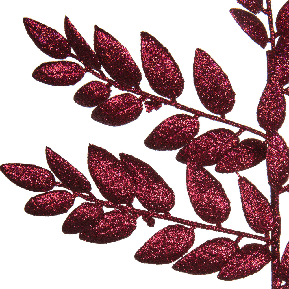 Vickerman 22" Burgundy Glitter Honey Locust Artificial Christmas Spray. Includes 6 sprays per pack.