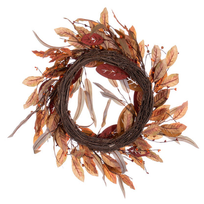 Vickerman 22" Cream Red Artificial Leaf Wreath.