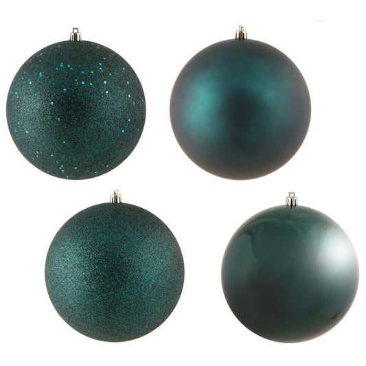 Vickerman 6" Sea Blue 4-Finish Ball Ornament Assortment 4 per Box