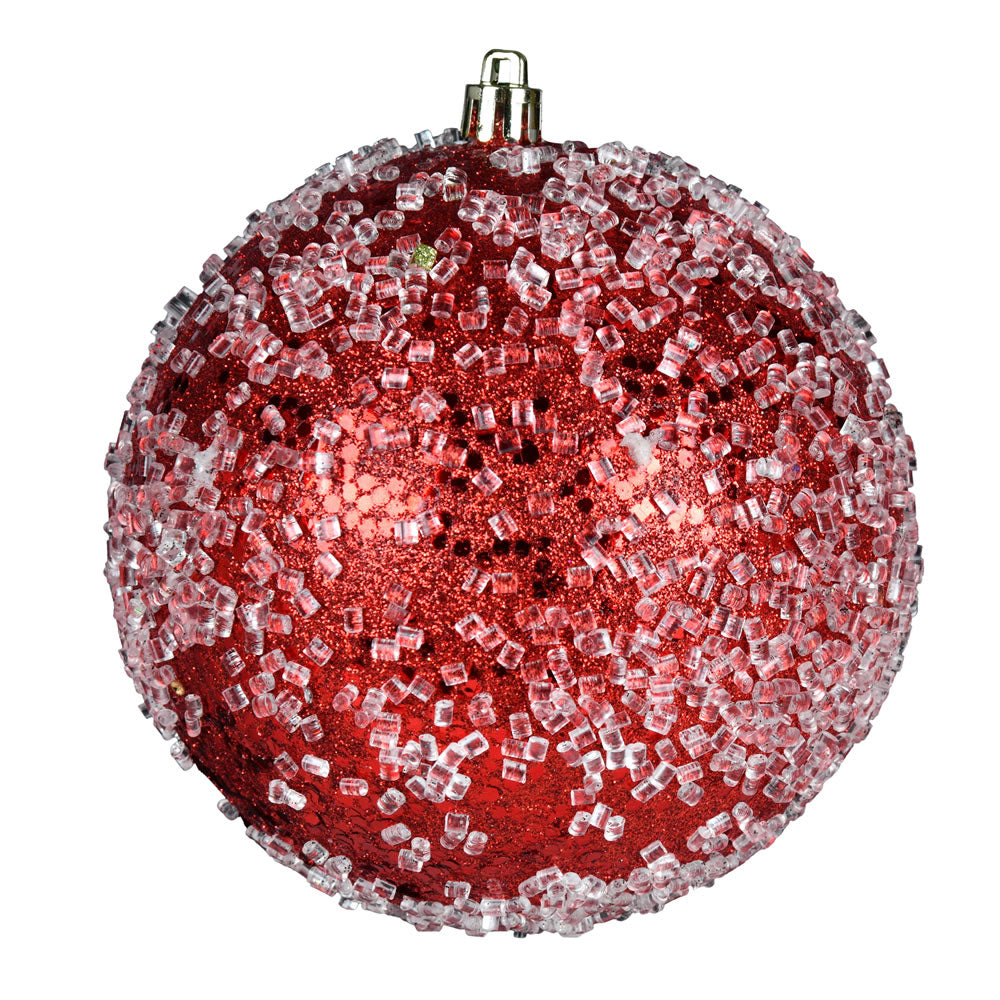 Vickerman 4" Red Glitter Hail Ball Ornament 6 per Bag