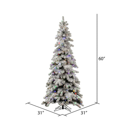 Vickerman 5' Flocked Kodiak Spruce Artificial Christmas Tree Multi-Colored LED Lights