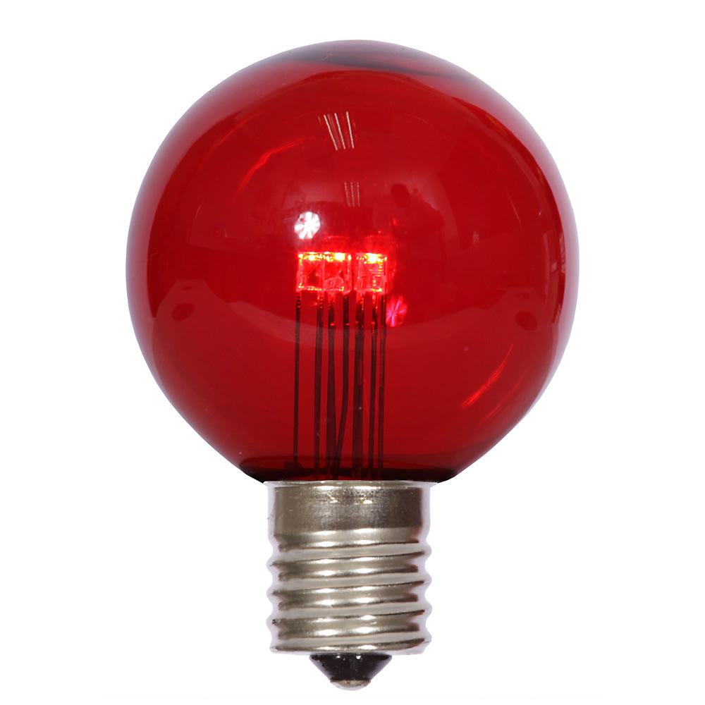 Vickerman G50 Red Transparent Glass LED Replacement Bulb