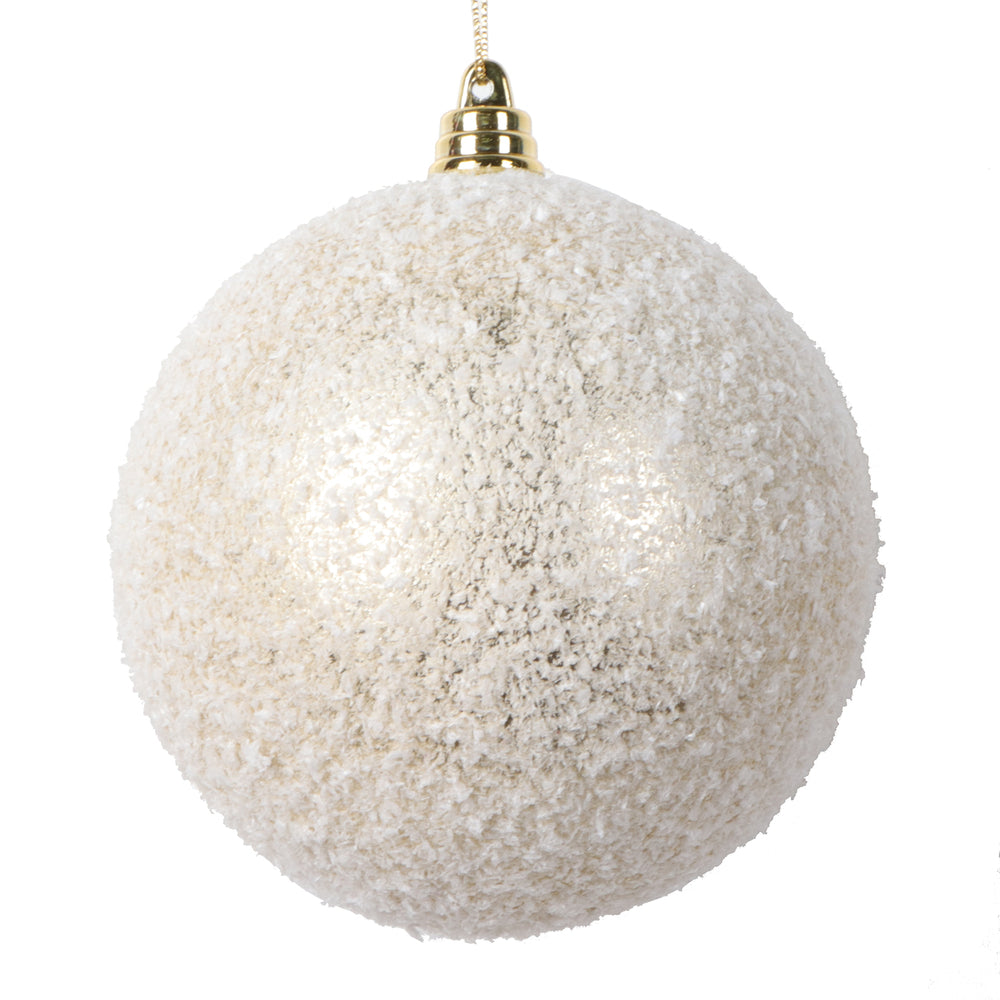 Vickerman 4" Champagne Matte Snow Covered Ornament 4 per bag.