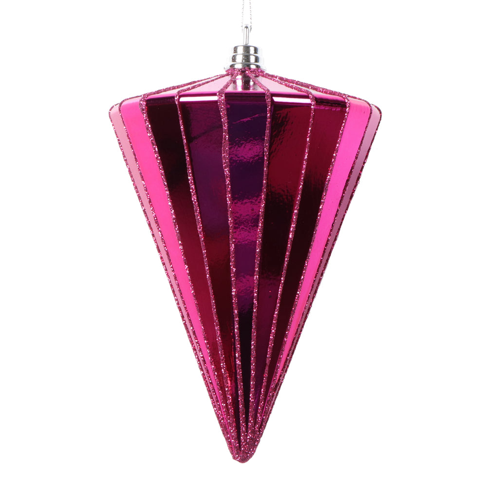 Vickerman 6" Shiny Fuchsia Cone Ornament 3 per bag.