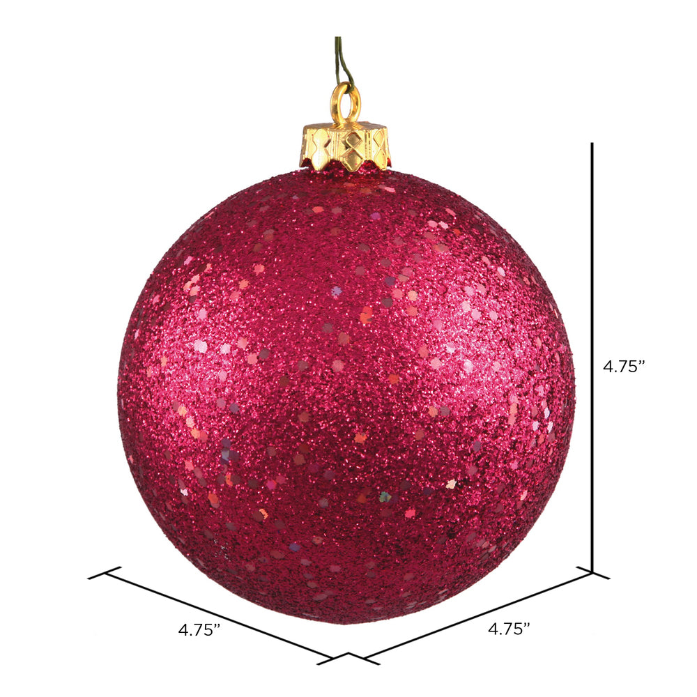 Vickerman 4.75" Wine Sequin Ball Ornament 4 per Bag