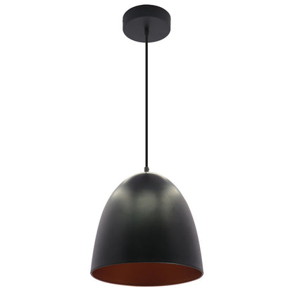 Westgate Large Integrated LED Dome Pendant 25W 800 Lumens 6Ft Cord Bk/Gld, Residential Lighting, 24W, 820 Lumens, 27K/30K/35K/40K/50K, Black Finish, TRIAC Dimming