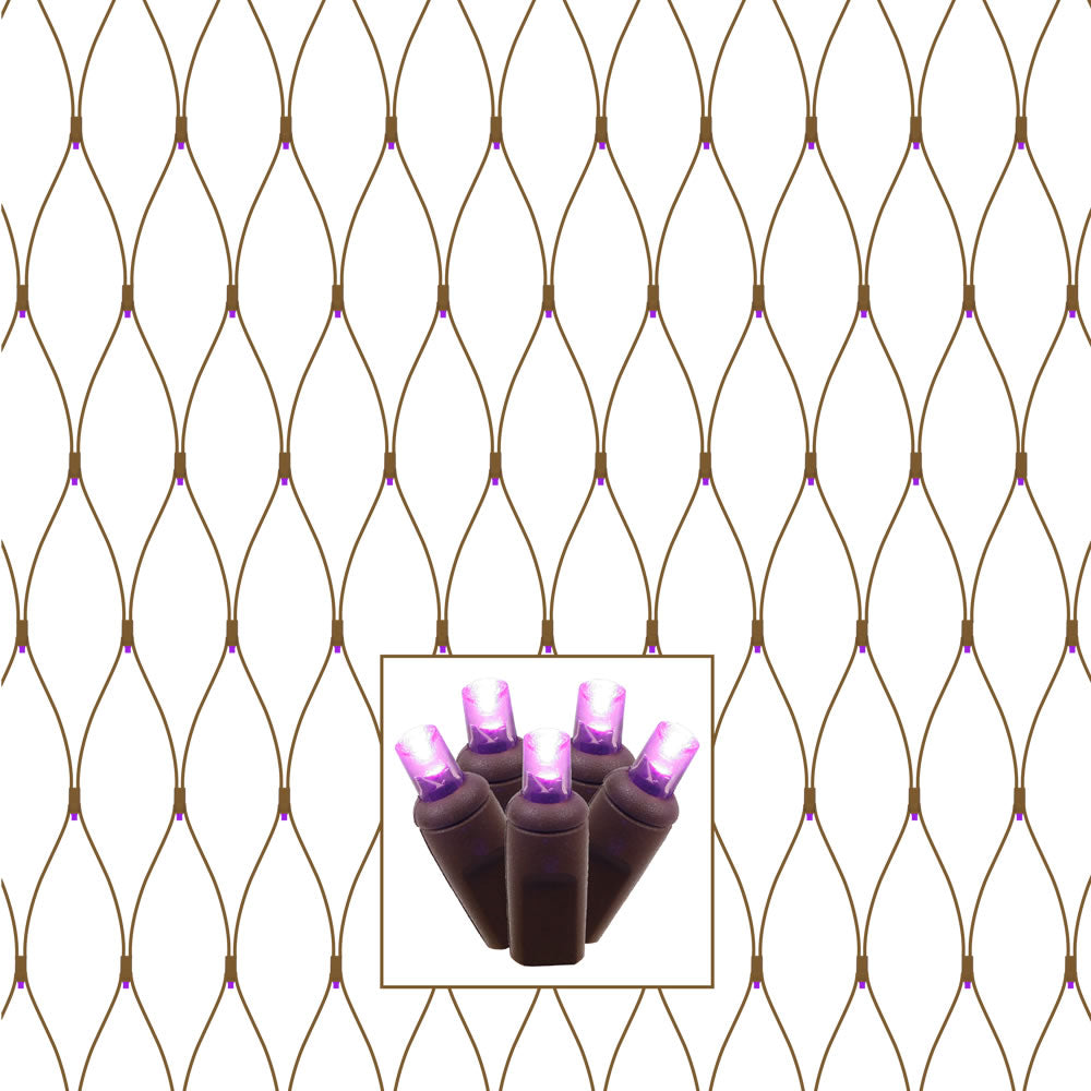 Vickerman 150 Purple Wide Angle LED Single Mold Christmas Net Light Set Brown Wire