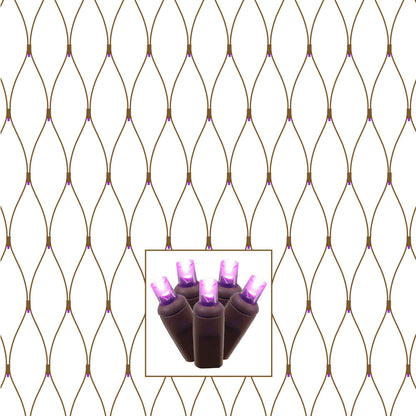 Vickerman 150 Purple Wide Angle LED Single Mold Christmas Net Light Set Brown Wire