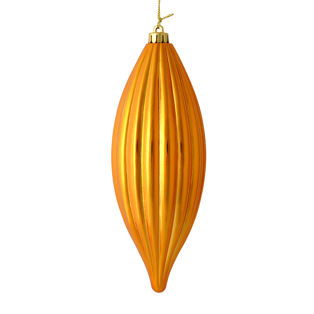 Vickerman 8" Antiq Gold Shiny Line Finial Ornament Pack of 4