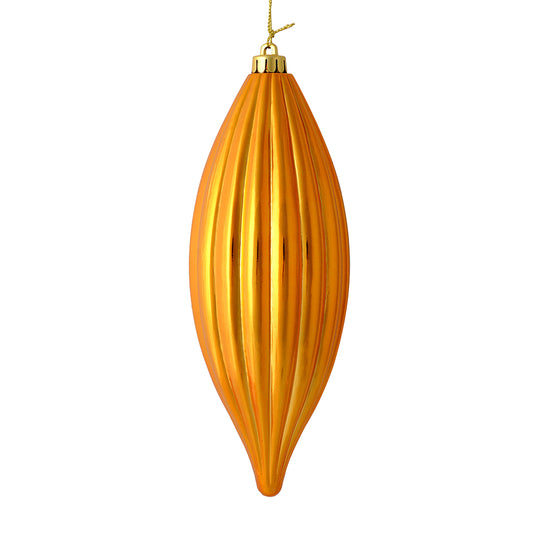 Vickerman 8" Antiq Gold Shiny Line Finial Ornament Pack of 4