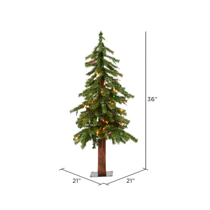 Vickerman 3' x 22.5" Natural Alpine Artificial Christmas Tree Multi-Colored Incandescent Lights