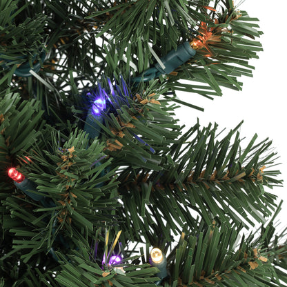 Vickerman 24" Oregon Fir Artificial Christmas Square Wreath Multi-colored Single Mold LED Wide Angle Lights