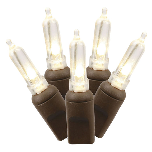 Vickerman 50 Warm White Italian LED Single Mold light on Brown Wire 25' Christmas Light Strand