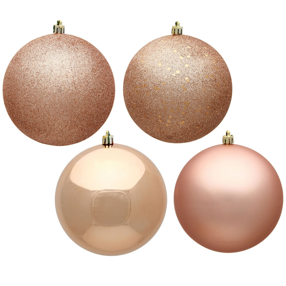 Vickerman 4.75" Rose Gold 4-Finish Ball Ornament Assortment 4 per Box