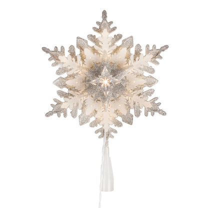 Vickerman 11.5" LED White 6 Point Snowflake Tree Top Pure White Motion Light Cast.