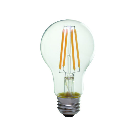 Luxrite LED A19 Light Bulb, E26 Medium Base, 8W, 2700K - Warm White, 800 Lumens, 80 CRI, Clear Glass Filament Finish, Dimmable, Pack of 8 (LR21612)