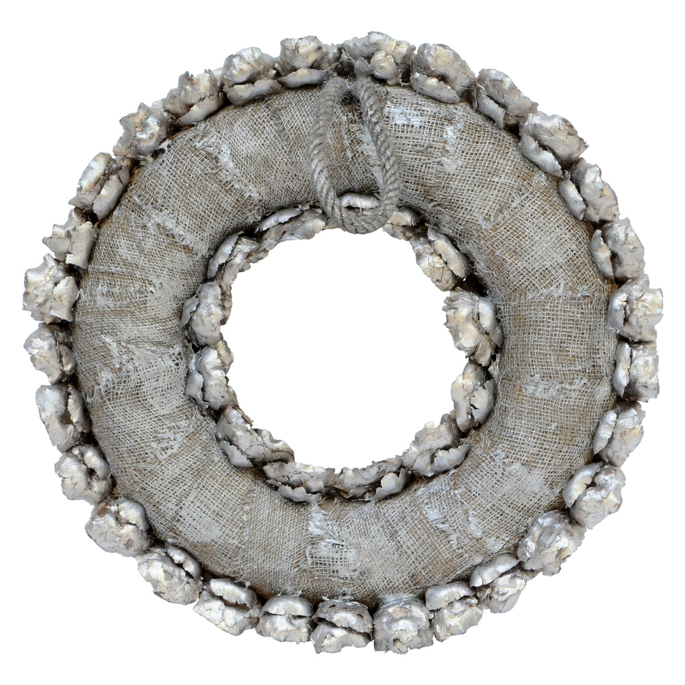 Vickerman 20" Champagne Coco Flower Wreath Dried