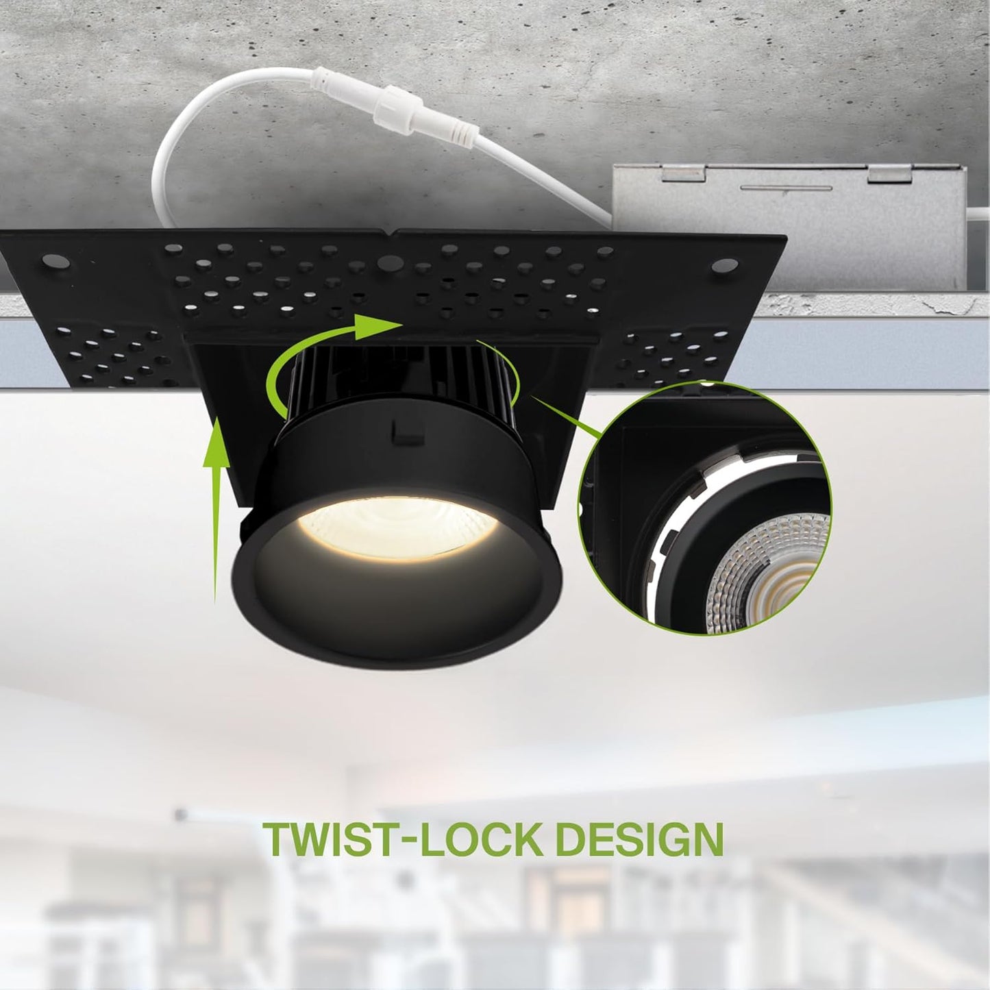 ASD Lighting LED Trimless Downlight Square 4inch 15W 120V Triac 2700/3000/3500/4000/5000K Black ETL Energy Star