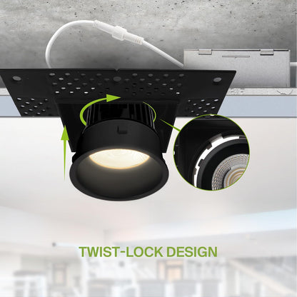 ASD Lighting LED Trimless Downlight Square 4inch 15W 120V Triac 2700/3000/3500/4000/5000K Black ETL Energy Star