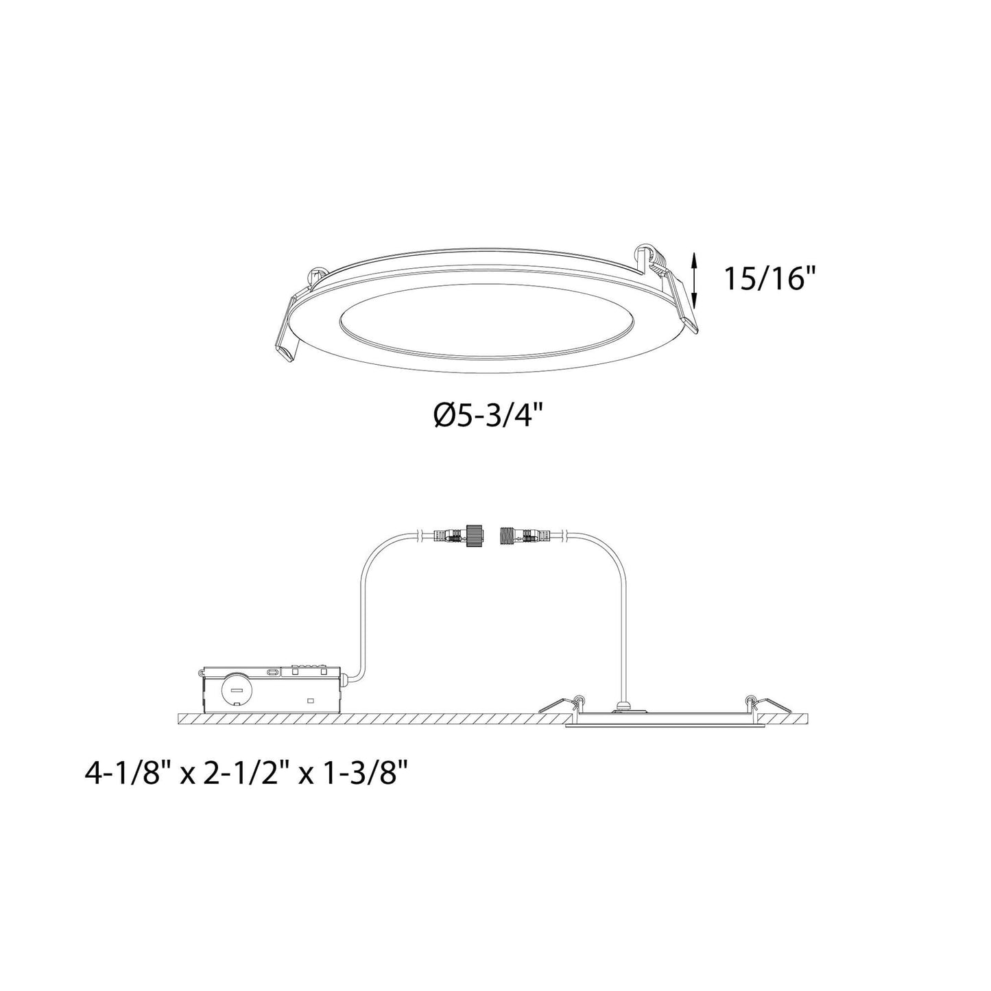 DALS 5 Inch Round Recessed Panel Light with Junction Box/Driver | CCT Color Selectable | 12W, 800 Lumens | Dimmable Pot Light | Wet Rated | ETL Certified