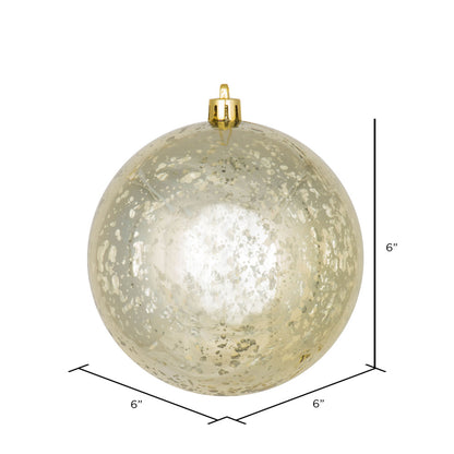 Vickerman 6" Champagne Shiny Mercury Ball Ornament 4 per Bag