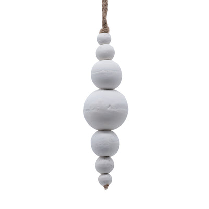 Vickerman 5" White Wooden Bead Ornament. Includes 2 pieces per bag.