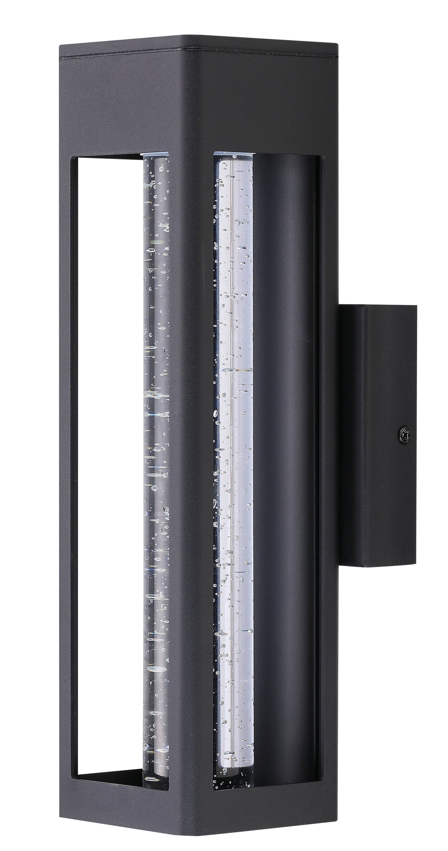 ASD Lighting LED Outdoor Wall Sconce 14" 12W CCT Selectable 3000/4000/5000K Dimmable Clear Seeded Glass, Black ETL