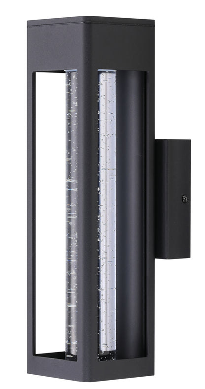 ASD Lighting LED Outdoor Wall Sconce 14" 12W CCT Selectable 3000/4000/5000K Dimmable Clear Seeded Glass, Black ETL