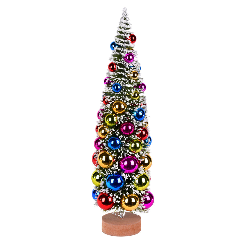 Vickerman 18" Vintage Tabletop Frosted Green Artificial Christmas Tree Multi-colored Ornament