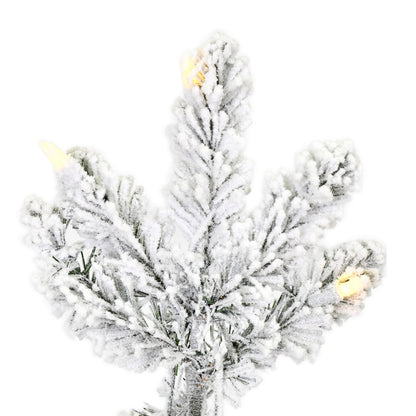 Vickerman 4' x 22" Flocked Gifford Slim Potted Pine Artificial Christmas Tree Warm White LED Lights