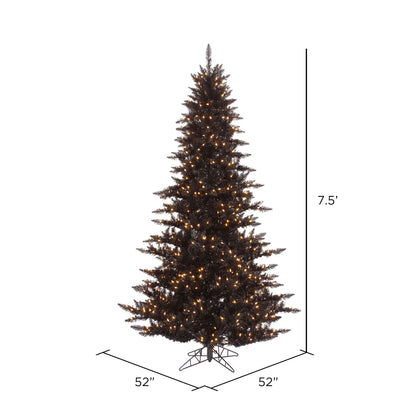 Vickerman 7.5' Black Fir Artificial Christmas Tree Warm White Dura-lit LED Lights