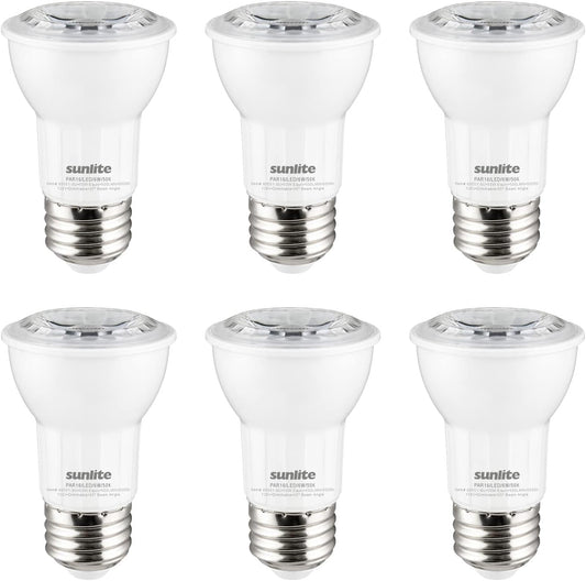 Sunlite LED PAR16 Reflector Light Bulb, 6 Watts (50 Watts Equivalent), 500 Lumens, Medium E26 Base, Dimmable, Floodlight, 90 CRI, Energy Star Certified, ETL Listed, 1 Count, 50K-Daylight