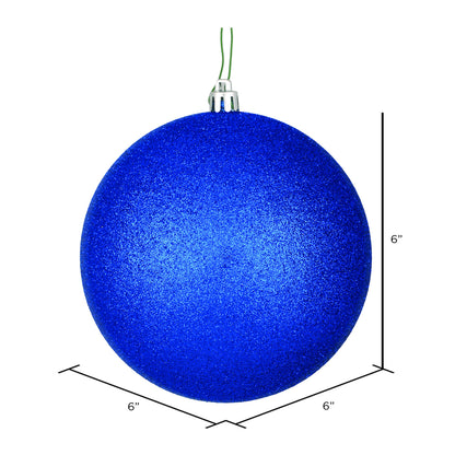 Vickerman 6" Midnight Blue Glitter Ball Ornament 4 per Bag
