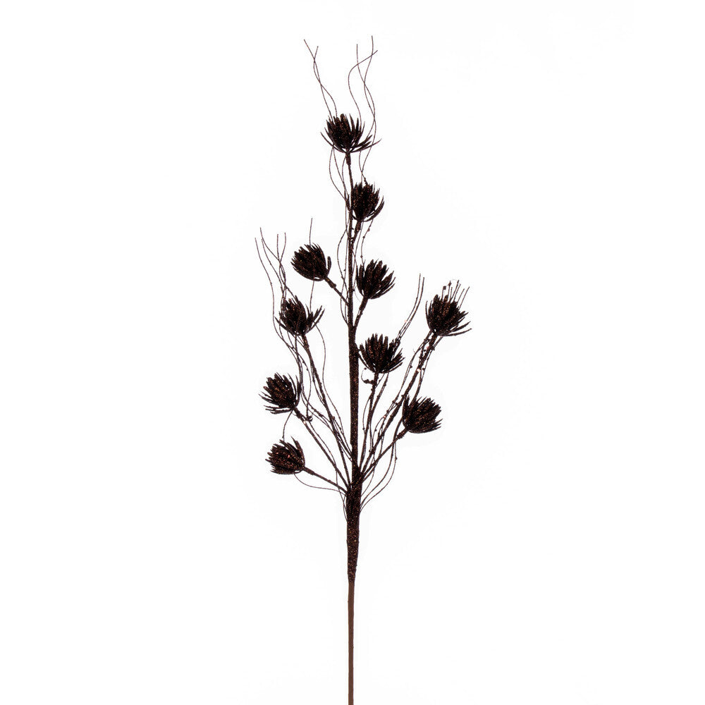 Vickerman 30" Chocolate Mini Flower Glitter Spray 6 per bag.