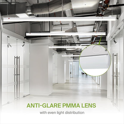 ASD Lighting LED Striplight Fixture 8ft 48/68/90W 120-277V 0-10V Dimmable 140Lm/W 3500/4000/5000K with Battery Back-up 15W White UL DLC Standard