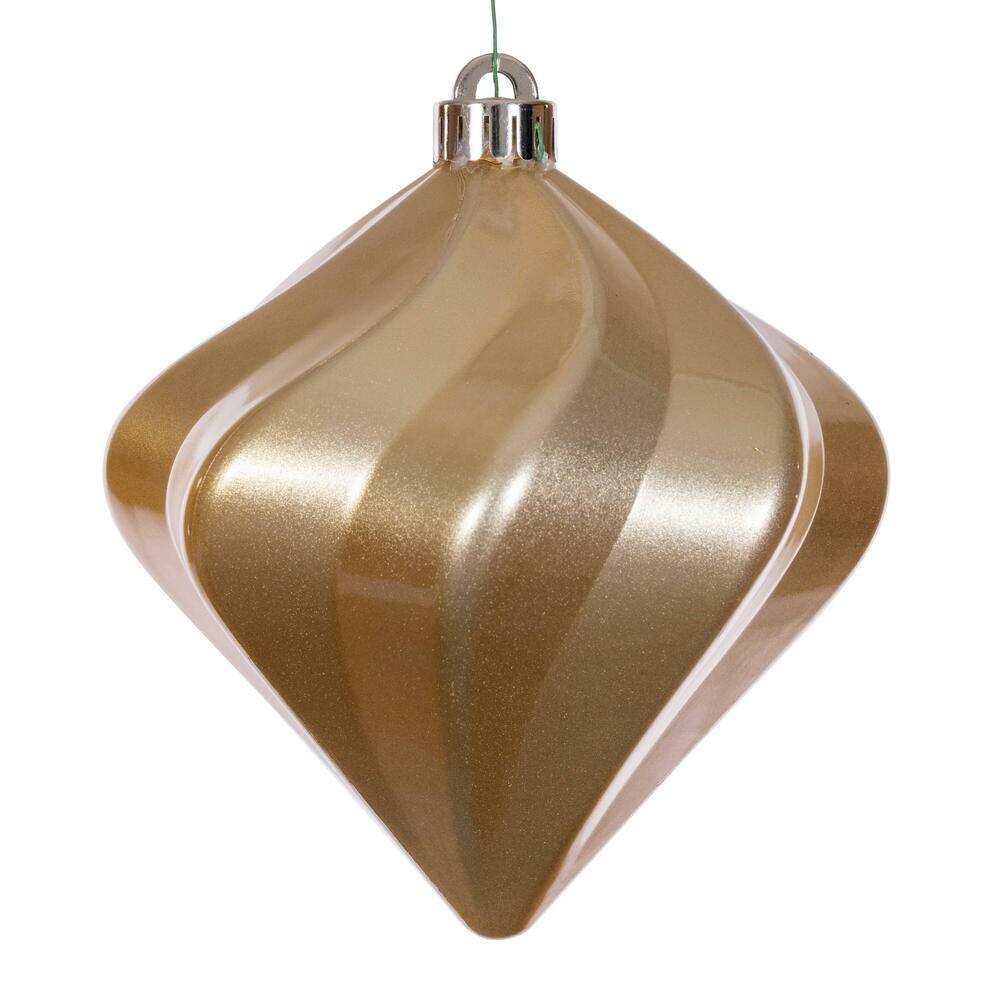 Vickerman 6" Gold Swirl Diamond UV Candy Christmas Ornament Set of 3