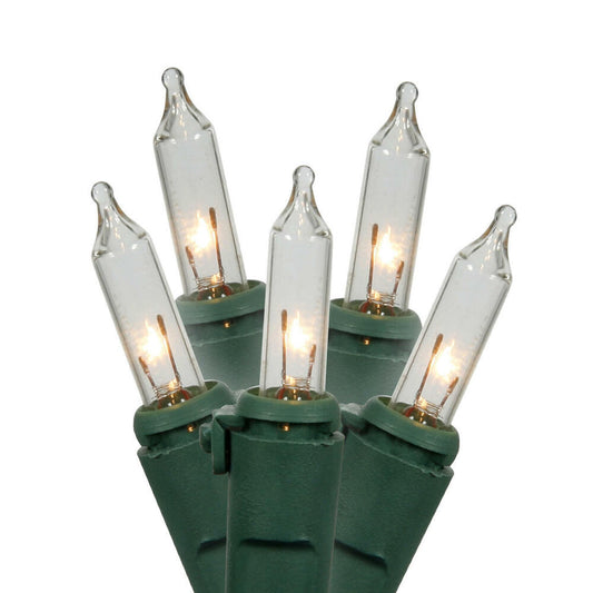 Vickerman Warm White Dura-Lit LED Christmas Light Replacement set. 100 Mini Lights Green Wire.