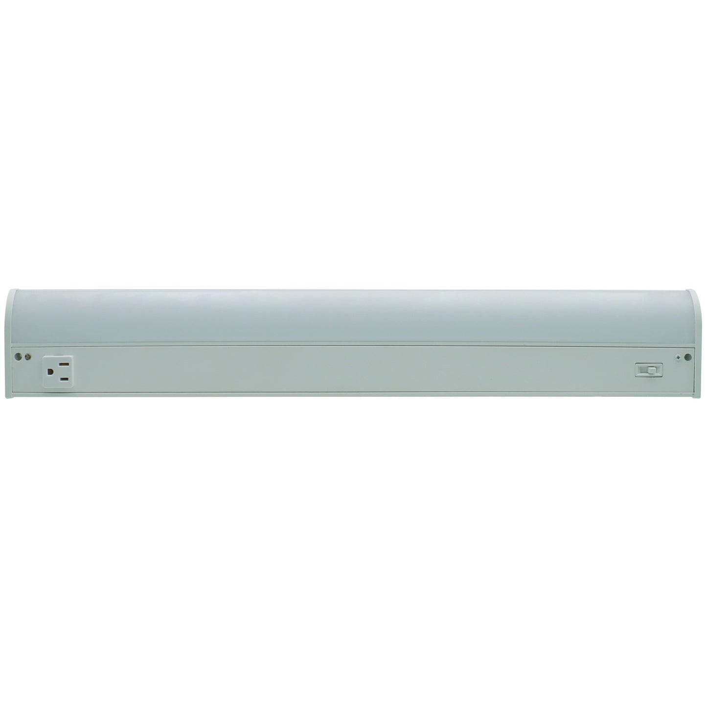 ASD Lighting LED Under Cabinet Bullnose with 1 power outlet 18" 8W 120V CCT Selectable 3000/4000/5000K Hardwired, On/Off Switch, White ETL