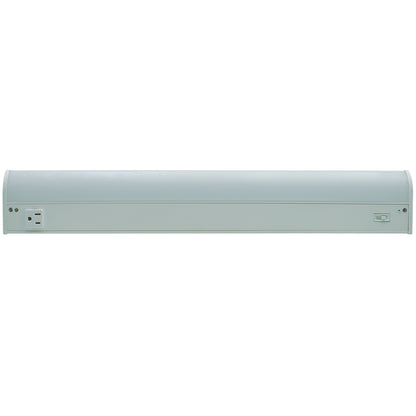 ASD Lighting LED Under Cabinet Bullnose with 1 power outlet 18" 8W 120V CCT Selectable 3000/4000/5000K Hardwired, On/Off Switch, White ETL