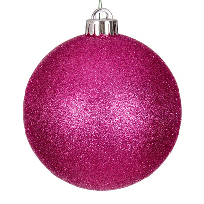 Vickerman 4.75" Hot Pink Glitter Ball Ornament 4 per bag.