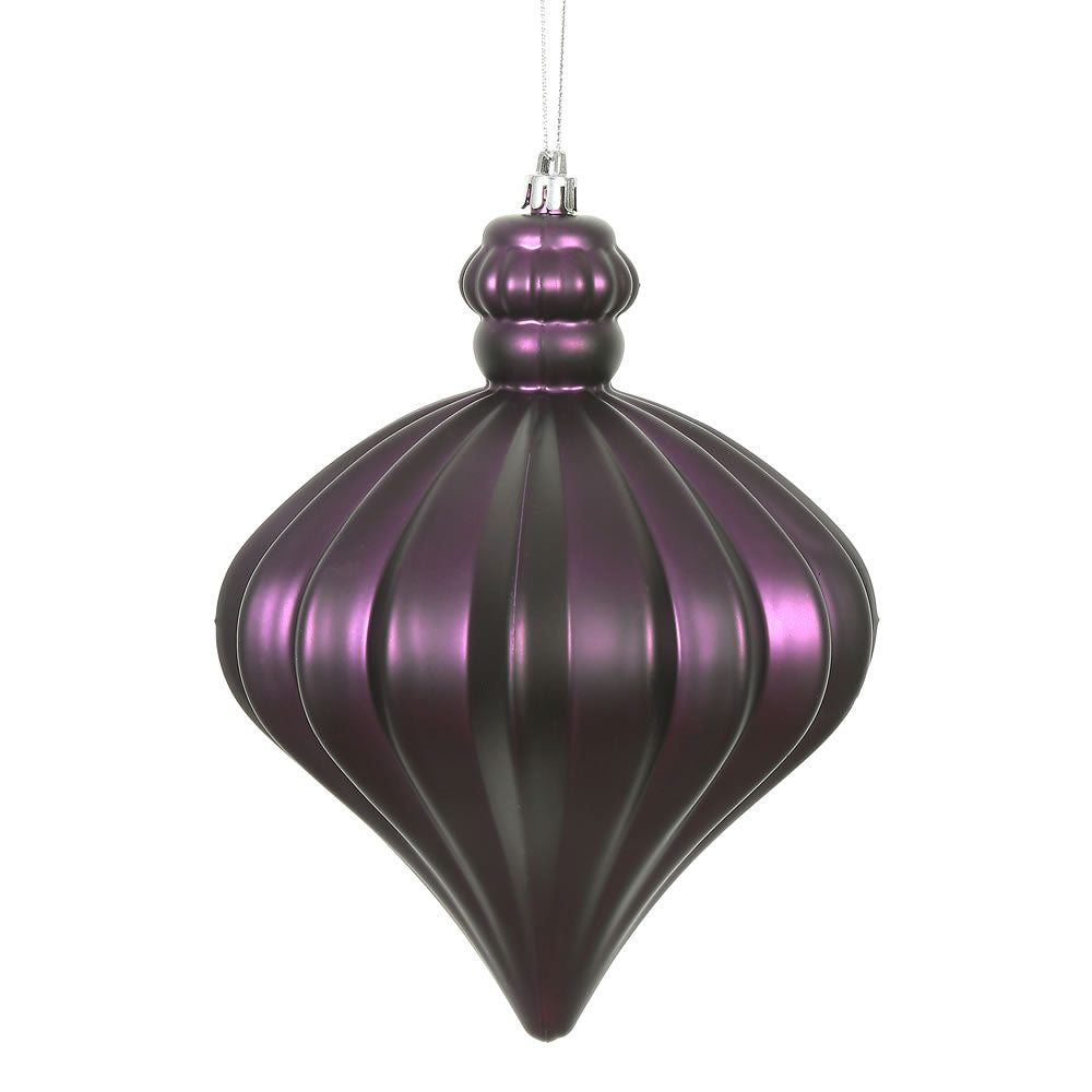 Vickerman 6" Plum Matte Onion Drop Christmas Ornament 4 per pack