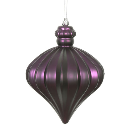 Vickerman 6" Plum Matte Onion Drop Christmas Ornament 4 per pack