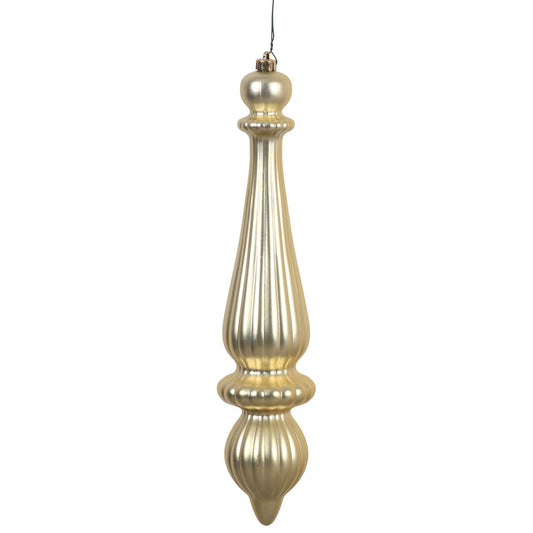 Vickerman 14" Champagne Matte Finial Drop Ornament Pack of 2