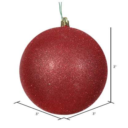 Vickerman 3" Red Glitter Ball Ornament 12 per Bag