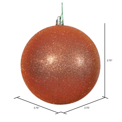 Vickerman 2.75" Burnished Orange Glitter Ball Ornament 12 per Bag