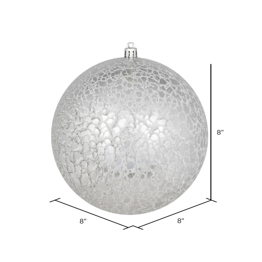 Vickerman 8" Silver Crackle Ball Ornament