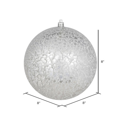 Vickerman 8" Silver Crackle Ball Ornament