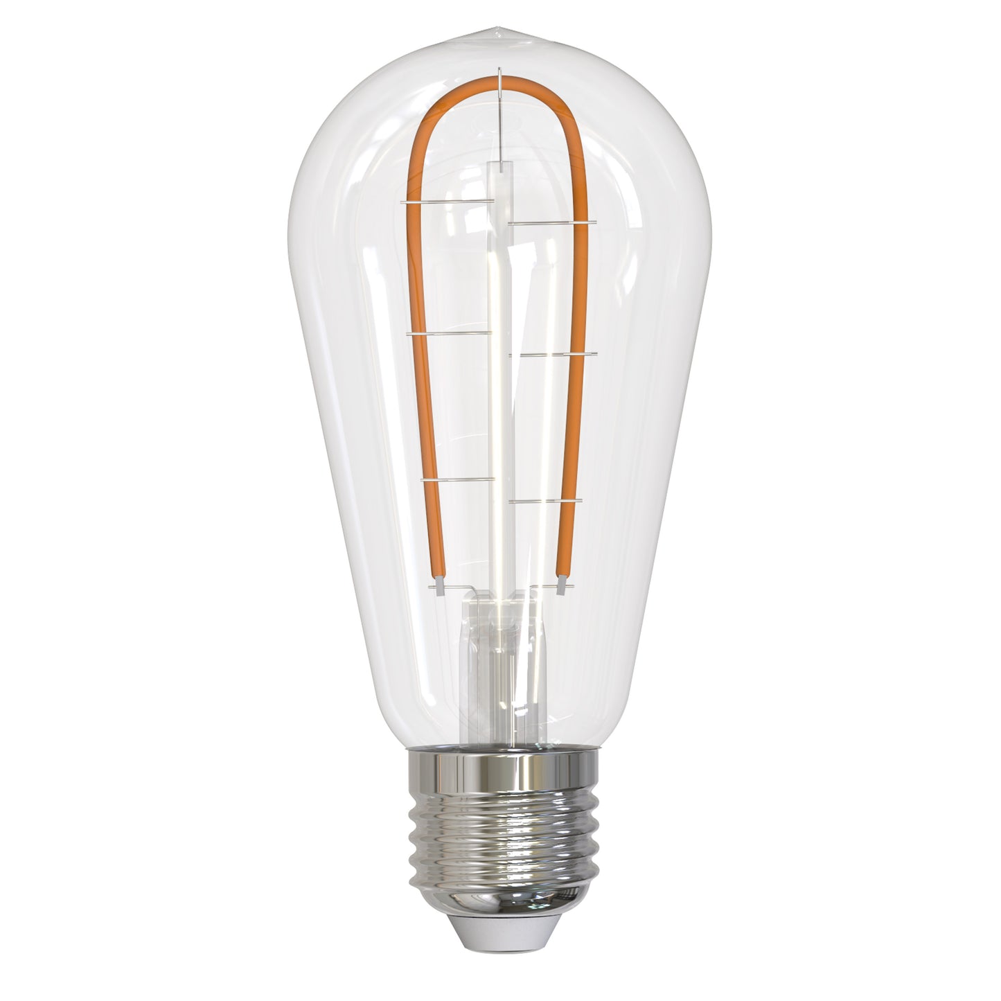 Bulbrite LED Curved Filament 3 Watt Dimmable ST18 Light Bulbs with Clear Finish and Medium (E26) Base - 2100K (Warm Amber Light), 230 Lumens