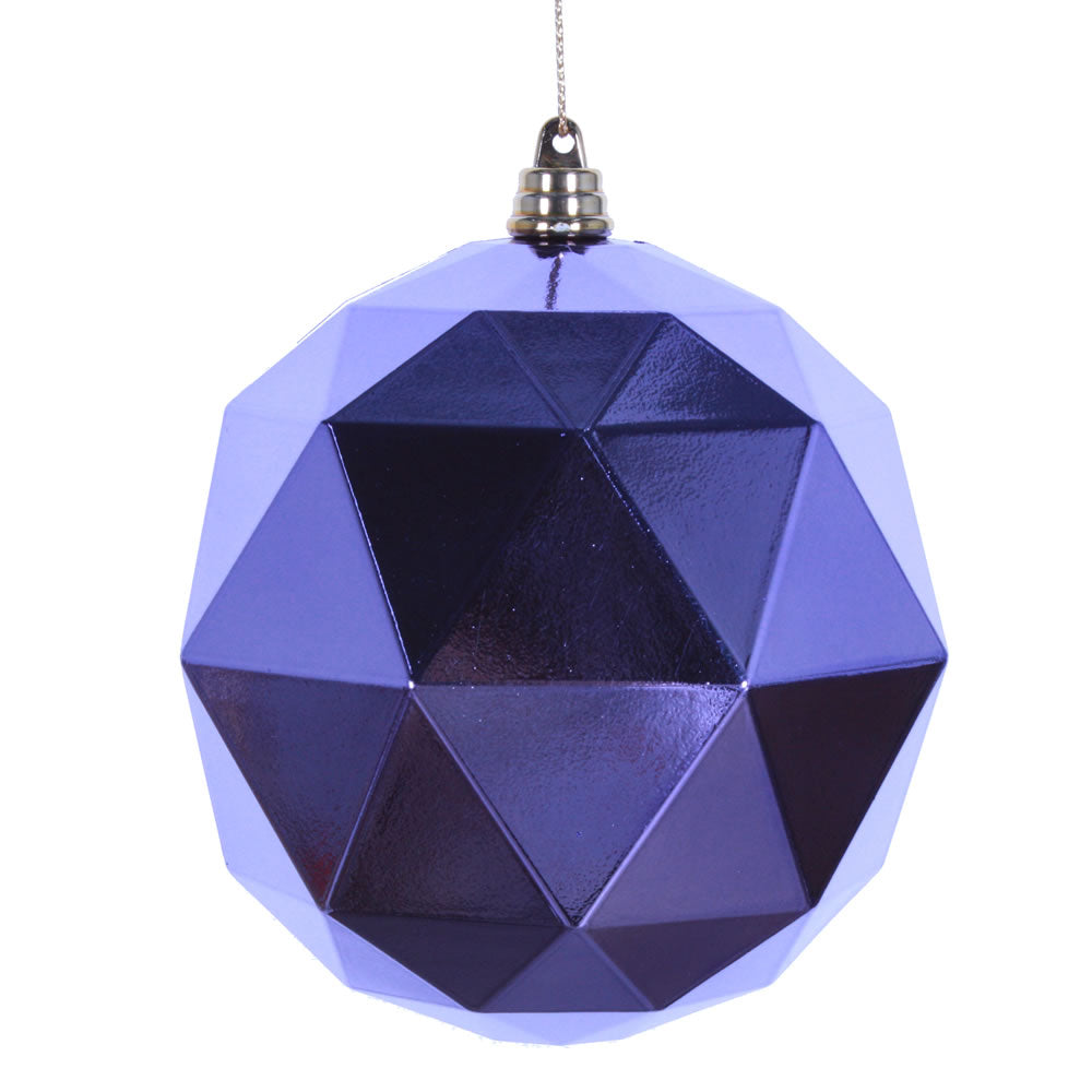 Vickerman 4.75" Lavender Geometric Ball Ornament Featuring a Shiny Finish. Comes 4 per bag