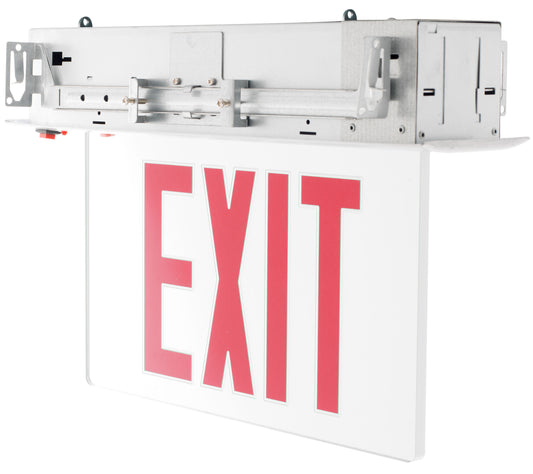 Westgate Recessed Exit Lighting, SGL Face, Red On Clear Panel, White Housing., LED Exit & Emergency Lighting, 4.5W